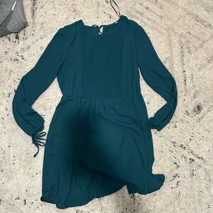 Teal long sleeve women’s dress